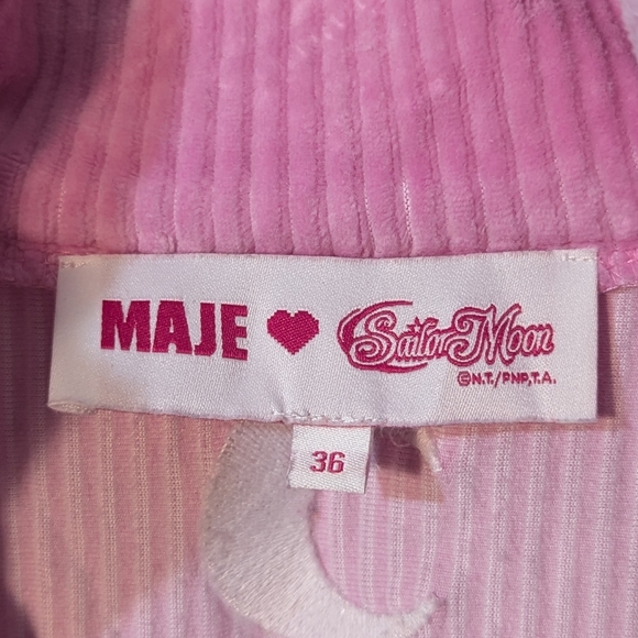 RARE Sailor Moon x Maje Pink Corduroy Cropped Jacket Limited Edition Size 36 - Picture 8 of 9